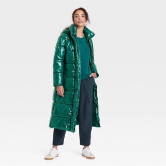 a new day Shiny Emerald Puffer Coat - Picture 2 of 6